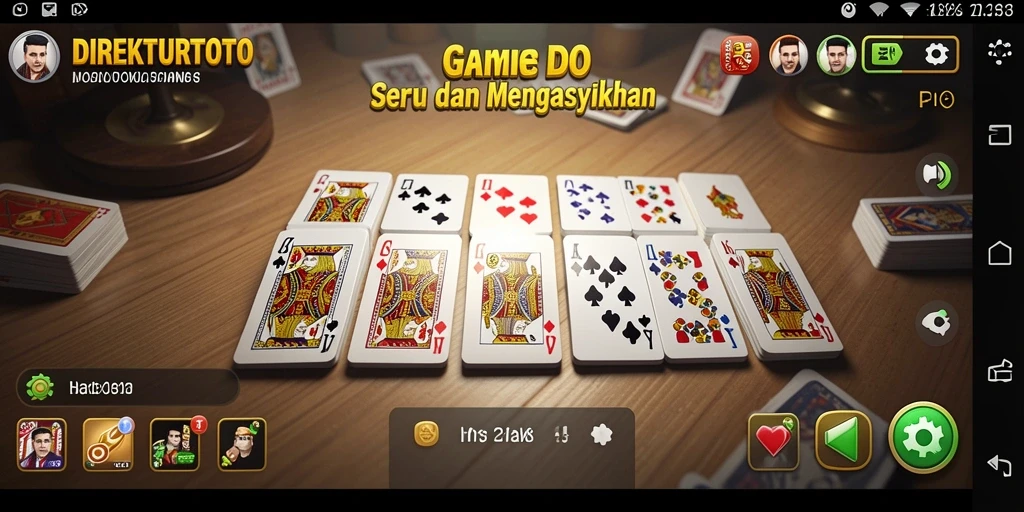 Screenshot gameplay <strong>DIREKTURTOTO</strong> menampilkan pertempuran domino yang penuh warna.