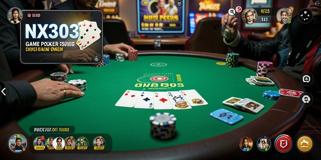 Tampilan gameplay Poker yang menegangkan dan menarik di NX303.