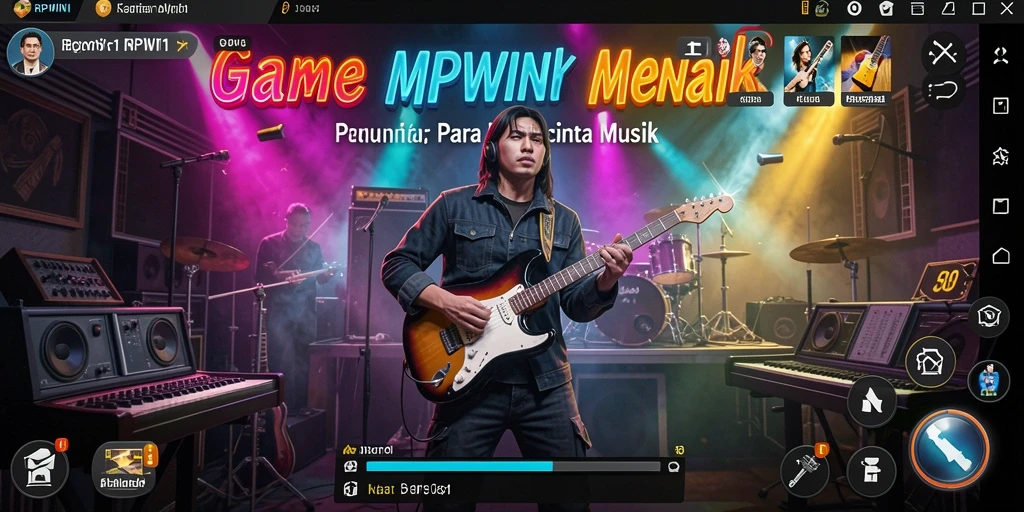 Screenshot menunjukkan gameplay seru RPWIN1 dengan lagu-lagu favorit.
